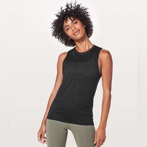 Lululemon Breeze By Muscle Tank II Black Seamless Perforated Gym Top